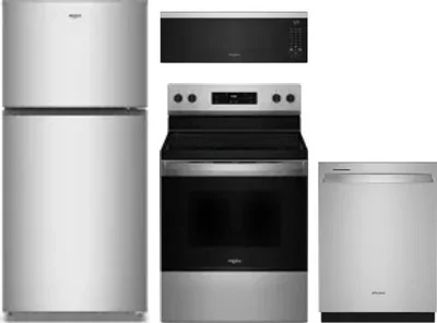 4 Piece Package Includes Refrigerator, Range, Microwave And Dishwasher