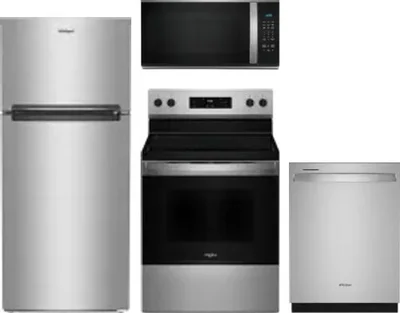 4 Piece Package Includes Refrigerator, Range, Microwave And Dishwasher