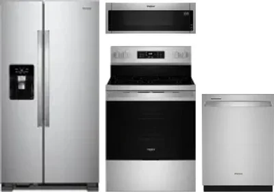 4 Piece Package Includes Refrigerator, Range, Microwave And Dishwasher