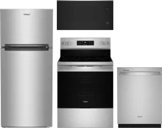 4 Piece Package Includes Refrigerator, Range, Microwave And Dishwasher