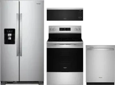 4 Piece Package Includes Refrigerator, Range, Microwave And Dishwasher