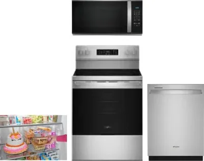 4 Piece Package Includes Refrigerator, Range, Microwave And Dishwasher