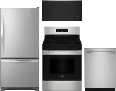4 Piece Package Includes Refrigerator, Range, Microwave And Dishwasher