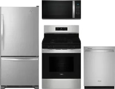 4 Piece Package Includes Refrigerator, Range, Microwave And Dishwasher