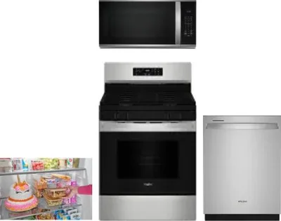 4 Piece Package Includes Refrigerator, Range, Microwave And Dishwasher