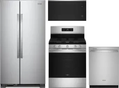 4 Piece Package Includes Refrigerator, Range, Microwave And Dishwasher
