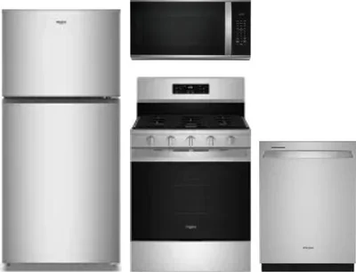 4 Piece Package Includes Refrigerator, Range, Microwave And Dishwasher
