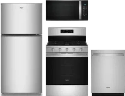 4 Piece Package Includes Refrigerator, Range, Microwave And Dishwasher