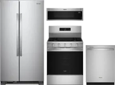 4 Piece Package Includes Refrigerator, Range, Microwave And Dishwasher