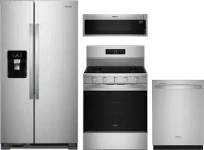 4 Piece Package Includes Refrigerator, Range, Microwave And Dishwasher