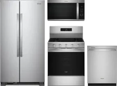4 Piece Package Includes Refrigerator, Range, Microwave And Dishwasher