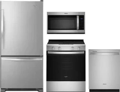 4 Piece Package Includes Refrigerator, Range, Microwave And Dishwasher