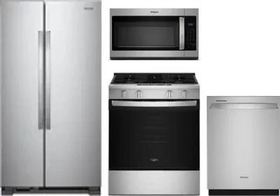 4 Piece Package Includes Refrigerator, Range, Microwave And Dishwasher