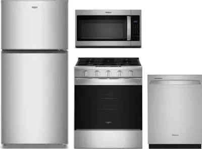 4 Piece Package Includes Refrigerator, Range, Microwave And Dishwasher