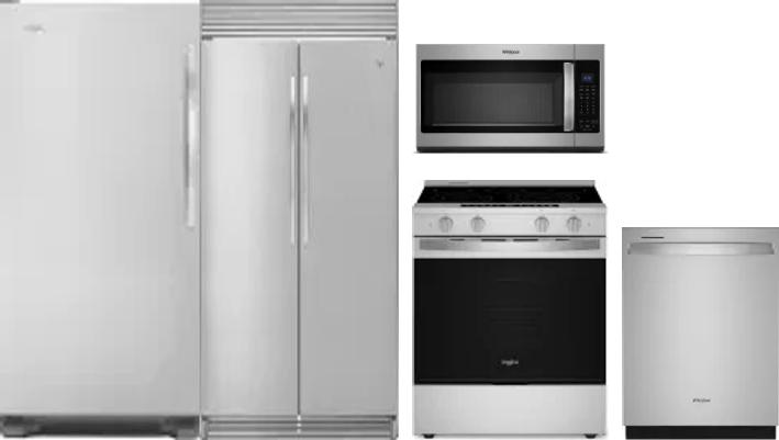 5 Piece Package Includes Refrigerator, Freezer, Range, Microwave And Dishwasher