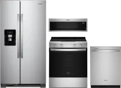 4 Piece Package Includes Refrigerator, Range, Microwave And Dishwasher
