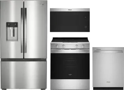4 Piece Package Includes Refrigerator, Range, Microwave And Dishwasher
