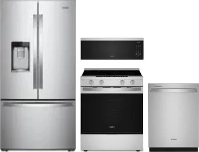 4 Piece Package Includes Refrigerator, Range, Microwave And Dishwasher