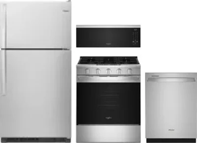 4 Piece Package Includes Refrigerator, Range, Microwave And Dishwasher