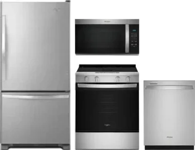 4 Piece Package Includes Refrigerator, Range, Microwave And Dishwasher