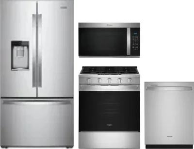 4 Piece Package Includes Refrigerator, Range, Microwave And Dishwasher