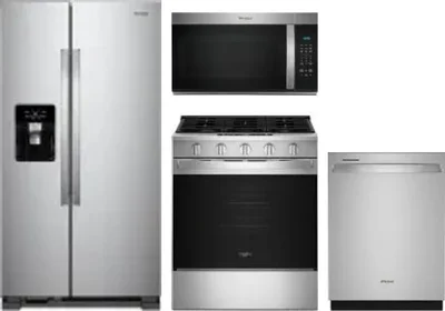 4 Piece Package Includes Refrigerator, Range, Microwave And Dishwasher