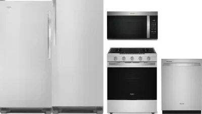 5 Piece Package Includes Refrigerator, Freezer, Range, Microwave And Dishwasher