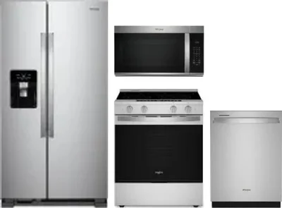 4 Piece Package Includes Refrigerator, Range, Microwave And Dishwasher