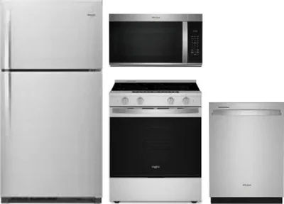 4 Piece Package Includes Refrigerator, Range, Microwave And Dishwasher