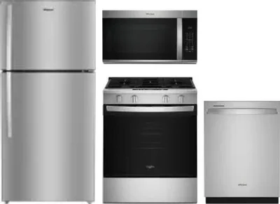 4 Piece Package Includes Refrigerator, Range, Microwave And Dishwasher