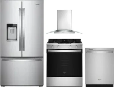 4 Piece Package Includes Refrigerator, Range, Hood And Dishwasher