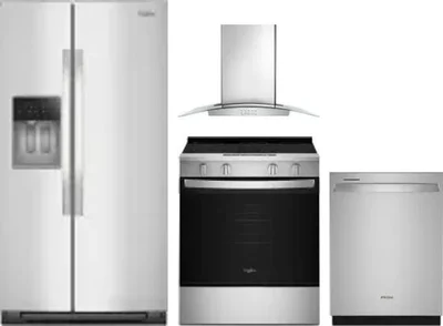 4 Piece Package Includes Refrigerator, Range, Hood And Dishwasher