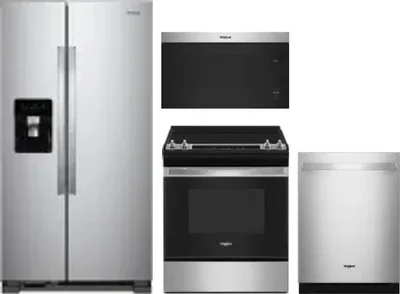 4 Piece Package Includes Refrigerator, Range, Microwave And Dishwasher