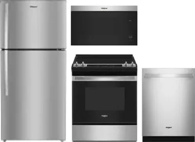 4 Piece Package Includes Refrigerator, Range, Microwave And Dishwasher