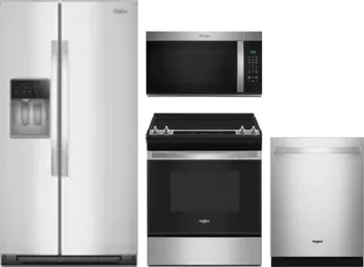 4 Piece Package Includes Refrigerator, Range, Microwave And Dishwasher