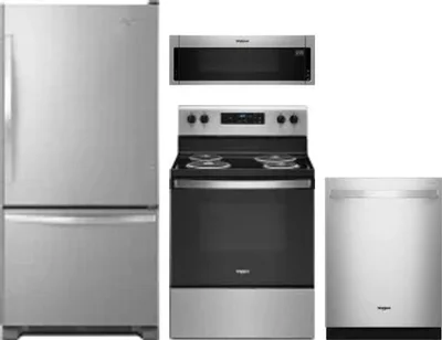 4 Piece Package Includes Refrigerator, Range, Microwave And Dishwasher
