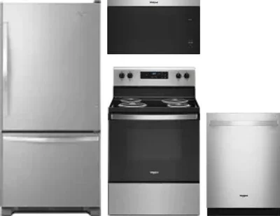 4 Piece Package Includes Refrigerator, Range, Microwave And Dishwasher