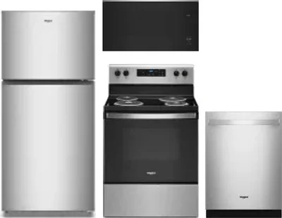 4 Piece Package Includes Refrigerator, Range, Microwave And Dishwasher