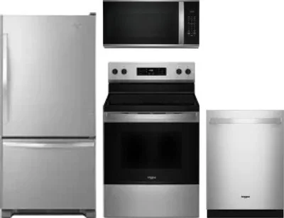 4 Piece Package Includes Refrigerator, Range, Microwave And Dishwasher