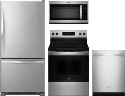 4 Piece Package Includes Refrigerator, Range, Microwave And Dishwasher