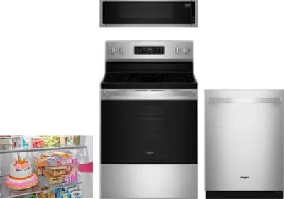 4 Piece Package Includes Refrigerator, Range, Microwave And Dishwasher