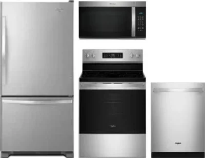 4 Piece Package Includes Refrigerator, Range, Microwave And Dishwasher