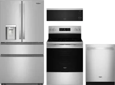 4 Piece Package Includes Refrigerator, Range, Microwave And Dishwasher
