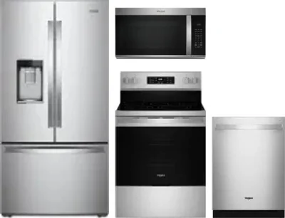 4 Piece Package Includes Refrigerator, Range, Microwave And Dishwasher