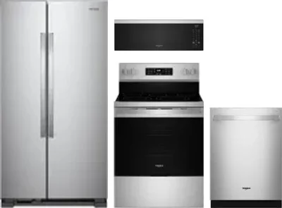 4 Piece Package Includes Refrigerator, Range, Microwave And Dishwasher