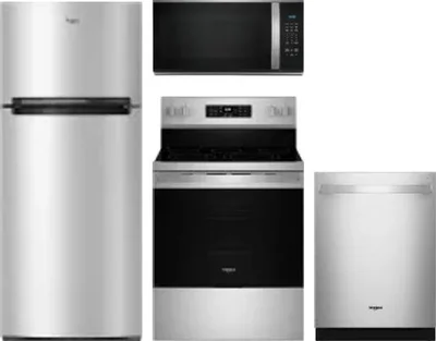 4 Piece Package Includes Refrigerator, Range, Microwave And Dishwasher