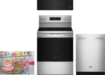 4 Piece Package Includes Refrigerator, Range, Microwave And Dishwasher