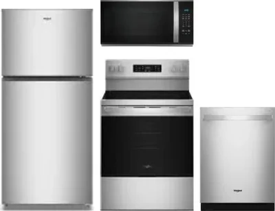 4 Piece Package Includes Refrigerator, Range, Microwave And Dishwasher