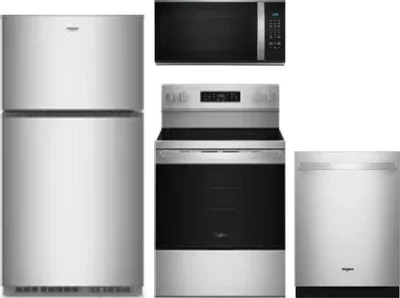 4 Piece Package Includes Refrigerator, Range, Microwave And Dishwasher