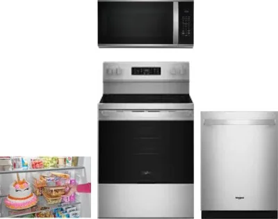 4 Piece Package Includes Refrigerator, Range, Microwave And Dishwasher
